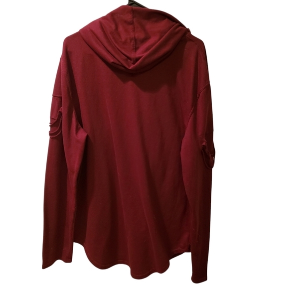 Maroon distressed look long Tshirt size XXL - Picture 2 of 8